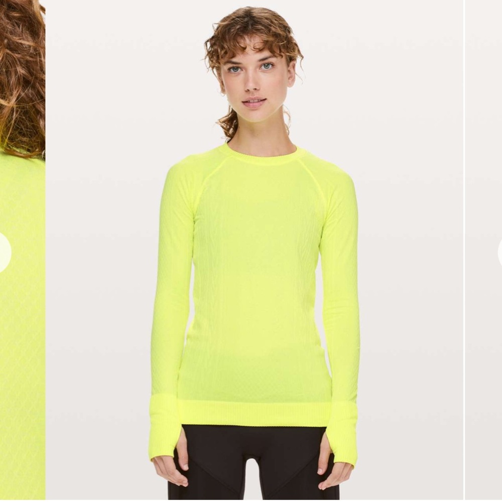 Lululemon Athletica Fitted Yellow Long Sleeve Rest Less Pullover